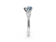 3 Stone Engagement Ring Setting for Fancy Blue Heart-Shaped Center with Large Pear-Shaped Accents and Prong Head in White Gold
