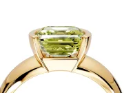 Tension Engagement Ring Setting for Fancy Yellow Asscher Cut Center with Wide Flat Band and Tension Head in Yellow Gold