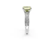 Solitaire Engagement Ring Setting for Fancy Yellow Asscher Cut Center with Multi-Row Pave Accents and Basket Head in Sterling Silver