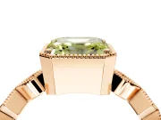 Milgrain Bezel Engagement Ring Setting for Fancy Yellow Asscher Cut Center with Marquise Stations and Bezel Head in Rose Gold
