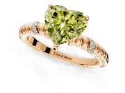 Rope Engagement Ring Setting for Fancy Yellow Heart-Shaped Center with Accent Shoulders and Prong Head in Rose Gold