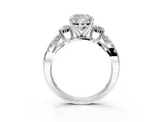 3 Stone Engagement Ring Setting for Cushion Cut Center with Pave Split Shank and Prong Head in Sterling Silver