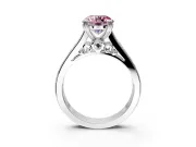 Solitaire Engagement Ring Setting for Fancy Pink Round Cut Center with Channel Band and Double Claw Prong Head in White Gold
