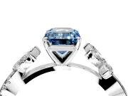 Floral Engagement Ring Setting for Fancy Blue Emerald Cut Center with Trailing Marquise Accents and Prong Head in Platinum