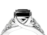 Solitaire Engagement Ring Setting for Fancy Black Princess Cut Center with Graduated Shared Prongs and Prong Head in Sterling Silver