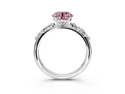Cluster Engagement Ring Setting for Fancy Pink Round Cut Center with Round Cut Accent Band and Prong Head in Sterling Silver