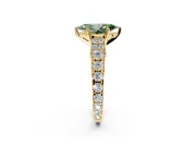 Solitaire Engagement Ring Setting for Fancy Green Marquise Center with Pave Cathedral Shoulders and Prong Head in Yellow Gold