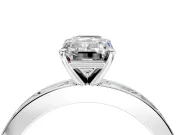 Solitaire Engagement Ring Setting for Emerald Cut Center with Channel Baguette Band and Prong Head in Platinum