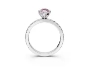 Solitaire Engagement Ring Setting for Fancy Pink Marquise Center with Fine Pave Band and Claw Prong Head in Platinum