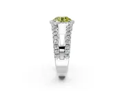 Halo Engagement Ring Setting for Fancy Yellow Round Cut Center with Wide-Open Pave Split Shank and Prong Head in Platinum