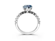 Solitaire Engagement Ring Setting for Fancy Blue Heart-Shaped Center with Bezel-Dot Beaded Band and Prong Head in Platinum