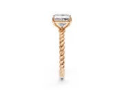 Solitaire Engagement Ring Setting for Princess Cut Center with Plain Twisted Rope Band and Prong Head in Rose Gold