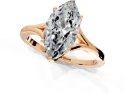 Solitaire Engagement Ring Setting for Marquise Center with Plain Split Shank and Prong Head in Rose Gold