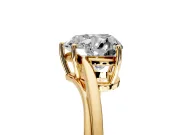 Solitaire Engagement Ring Setting for Heart-Shaped Center with Plain Bypass Twist Band and Prong Head in Yellow Gold