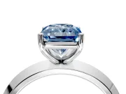 Solitaire Engagement Ring Setting for Fancy Blue Radiant Cut Center with Wide Knife Ridge Band and Prong Head in White Gold