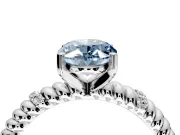 Rope Engagement Ring Setting for Fancy Blue Oval Center with Accent Shoulders and Prong Head in Sterling Silver