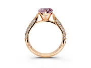 Solitaire Engagement Ring Setting for Fancy Pink Heart-Shaped Center with Multi-Row Accents and Prong Head in Rose Gold