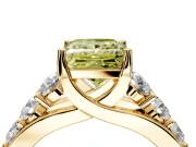 Solitaire Engagement Ring Setting for Fancy Yellow Princess Cut Center with Graduated Shared Prongs and Prong Head in Yellow Gold