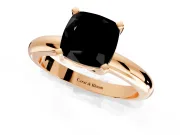 Solitaire Engagement Ring Setting for Fancy Black Cushion Cut Center with Wire Band and Prong Head in Rose Gold
