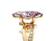 Solitaire Engagement Ring Setting for Fancy Pink Marquise Center with Pave and Plain Crossover Band and Prong Head in Yellow Gold