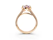Solitaire Engagement Ring Setting for Fancy Pink Marquise Center with Accented Split Shank and Prong Head in Rose Gold
