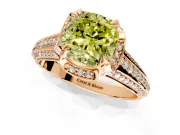 Solitaire Engagement Ring Setting for Fancy Yellow Cushion Cut Center with Accented Split Shank and Prong Head in Rose Gold