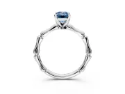 Solitaire Engagement Ring Setting for Fancy Blue Emerald Cut Center with Bamboo Band and Prong Head in Platinum