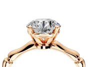Solitaire Engagement Ring Setting for Round Cut Center with Bamboo Band and Prong Head in Rose Gold