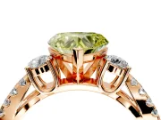 3 Stone Engagement Ring Setting for Fancy Yellow Heart-Shaped Center with Pave Split Shank and Prong Head in Rose Gold