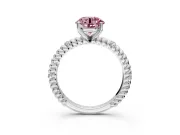 Rope Engagement Ring Setting for Fancy Pink Round Cut Center with Accent Shoulders and Prong Head in White Gold