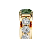 Solitaire Engagement Ring Setting for Fancy Green Cushion Cut Center with Graduated Shared Prongs and Prong Head in Yellow Gold