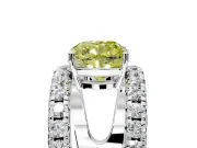 Solitaire Engagement Ring Setting for Fancy Yellow Cushion Cut Center with Wide-Open Split Shank and Prong Head in Platinum