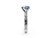 Solitaire Engagement Ring Setting for Fancy Blue Heart-Shaped Center with Scrollwork Band and Prong Head in Platinum