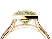 Solitaire Engagement Ring Setting for Fancy Yellow Princess Cut Center with V Split Shank and Bezel Head in Rose Gold