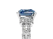 Solitaire Engagement Ring Setting for Fancy Blue Asscher Cut Center with Filigree Band and Prong Head in Platinum