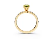 Open Basket Engagement Ring Setting for Fancy Yellow Emerald Cut Center with Pave Band and Prong Head in Yellow Gold
