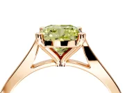 Solitaire Engagement Ring Setting for Fancy Yellow Cushion Cut Center with Tapered Shoulders and Prong Head in Rose Gold