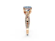 Solitaire Engagement Ring Setting for Fancy Blue Radiant Cut Center with Narrow Twist Pave Band and Prong Head in Rose Gold