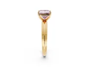 Solitaire Engagement Ring Setting for Fancy Pink Princess Cut Center with Wide Knife Ridge Band and Prong Head in Yellow Gold