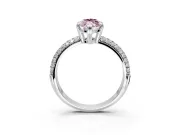Solitaire Engagement Ring Setting for Fancy Pink Marquise Center with Multi-Row Pave Accents and Basket Head in Sterling Silver