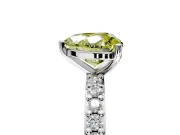 Solitaire Engagement Ring Setting for Fancy Yellow Heart-Shaped Center with Round Cut Pave Band and Prong Head in Platinum