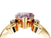 Solitaire Engagement Ring Setting for Fancy Pink Heart-Shaped Center with Twisted Band and Scroll Prong Head in Yellow Gold