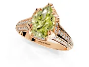 Solitaire Engagement Ring Setting for Fancy Yellow Pear-Shaped Center with Accented Split Shank and Prong Head in Rose Gold