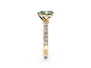 Open Basket Engagement Ring Setting for Fancy Green Pear-Shaped Center with Pave Band and Prong Head in Yellow Gold