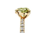 Solitaire Engagement Ring Setting for Fancy Yellow Heart-Shaped Center with Fine Pave Narrow Band and Prong Head in Yellow Gold
