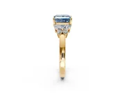 Solitaire Engagement Ring Setting for Fancy Blue Princess Cut Center with Marquise Flower Shoulders and Prong Head in Yellow Gold