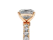 Open Basket Engagement Ring Setting for Asscher Cut Center with Pave Band and Prong Head in Rose Gold