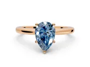 Solitaire Engagement Ring Setting for Fancy Blue Pear-Shaped Center with Narrow Cathedral Band and Prong Head in Rose Gold