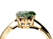 Solitaire Engagement Ring Setting for Fancy Green Heart-Shaped Center with Plain Bypass Twist Band and Prong Head in Yellow Gold