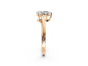 Solitaire Engagement Ring Setting for Pear-Shaped Center with Plain Bypass Twist Band and Prong Head in Rose Gold